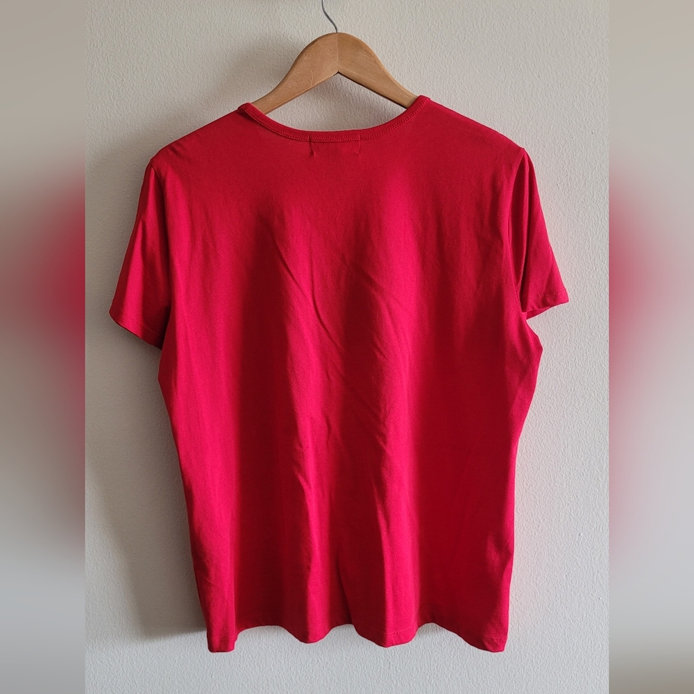 Ralph Lauren Classic Logo Embroidered Crewneck Tshirt, Women's XL, Red and Black - Picture 5 of 7